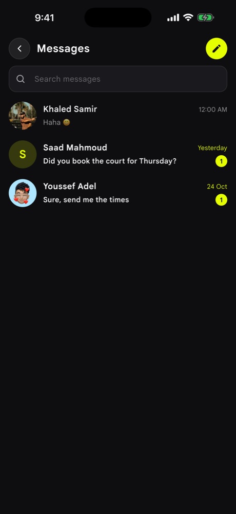 Messages with friends and players